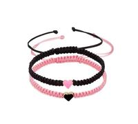 TengRiah Lot de 2 bracelets colorés en forme de cœur faits à la main pour couple et amitié, bracelets réglables pour la Saint-Valentin