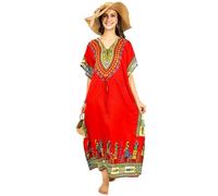 Tengru Robe longue pour femme, grande taille, caftan, plage, broderie, manches courtes, caftan, vêtements de détente pour toutes les occasions, Al-r, Taille Unique