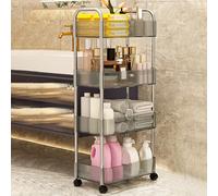 Tengtengshangpu Chariot Utilitaire À Roulettes En Acrylà 4Ux, Rangement Multifonctionnel Pour Cuisine, Salle Den Et Salon, Étagère Mobile Poure Organisation Facile Et Gain de Place/Gris/4 Ux