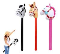 TENGWA 3 Pièces Bâtons Gonflables de Cheva 96cm Tête de Cheval Gonflable Ballons Cheval Gonflables aux Jouets Convient pour les Décorations de Fête sur le Thème du Cheval