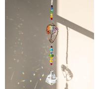TENGWA 36 cm Suspension Suncatcher Cristal Sept Couleurs Attrape Soleil Arbre de Vie Attrape Soleil Cristal Suspendu Carillon Convient pour Les Fenêtres Les Voitures Les Bureaux et Les Jardins