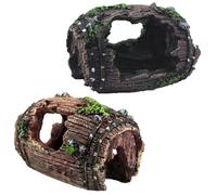 TENGWA Simulation Decoration Aquarium 2 Pièces Deco Aquarium 8 * 5 * 6CM Cachette Aquarium Habitat Creux en Résine pour Poissons et Crevettes Bassin de Nage Abri pour Reptiles