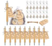 TENGWA Stylo Personnalisé Sac de Rangement Inclus 8 Pièces Stylos Bille Porte-clés Ange Temoin Mariage Personnalisé Idéal pour les Cadeaux de Mariage d'Anniversaire Dête et de Baptême