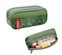 TENGWA Trousse 3 Compartiments Vert Trousse Ecole 21,5 * 9,5 * 8 cm Grande Capacité Pencil Case Plumier Idéal pour Adolescents pour École Bureau et Les Voyages