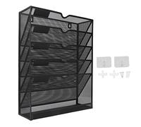 TengXiCLP Organisateur de fichiers mural 5 poches, support de fichiers mural, organisateur mural de bureau peu encombrant avec cadre en métal, support de fichiers mural de grande capacité