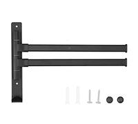 TengXiCLP Porte-Serviettes Mural Rotatif et Pliable en Aluminium, Support de Rangement pour Serviettes de Salle de Bain, Finition Noire Mate Moderne avec Design Pliable pour économiser de