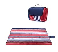 TengYuer Couverture Pique-Nique Imperméable 200x200cm Grand Tapis de Plage Anti Sable Couverture Plage Pliable Tapis de Picnic Léger Doux pour Famille Plage Pique-Nique Camping Rouge Bleu Rayé