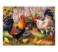 TengYuer DIY Bricolage Diamond Painting Kits, Coq Poule Poulet 5D Peinture Diamant Artisanat Strass Point Croix Painting Kit Complet pour Adultes, Enfants, Décoration Intérieur Round Drill, 40x50cm