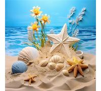 TengYuer Peinture Diamant Adulte, 5D DIY Diamond Painting Kit Complet Coquilles D'Étoiles de Mer Diamant Strass Point de Croix Cristal Painting pour Murale Décoration 30x30cm