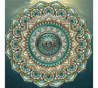 TengYuer Peinture Diamant Adulte, Mandala Vert Et Brun Diamond Painting Complet DIY 5D Diamant Kit Enfants Diamant Strass Point de Croix Cristal Painting pour Murale Décoration 50x50cm