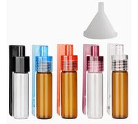 TenhCreek Lot de 5 doseurs de poudre à épices en verre avec cuillère et entonnoir, distributeur de rangement pour épices, doseurs étanches pour l'extérieur, le camping, les voyages