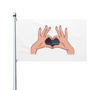 Tenir Un Cœur États-Unis Ligne Fine Violette-Turquoise Drapeaux De Maison Suspendre Drapeau De Festival Résistant Bannière Cour 90X150Cm Pour Ferme Accessoires Porte