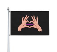 Tenir Un Cœur Fine Ligne Violette Drapeaux De Maison Durable Drapeau Éclatantes Bannière Cour 90X150Cm Pour Ferme Clubs Fêtes