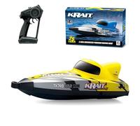 TENIREALX Bateau radiocommandé 25 km/h, nouveau bateau de course entièrement proportionnel sans balais haute vitesse pour adultes, voilier RTR étanche pour lacs, rivières, piscines et eau salée, jaune