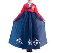 TENIREALX Costume coréen Hanbok pour cosplay, robe traditionnelle brodée pour Halloween, jeu de rôle, fête, spectacle, taille XL