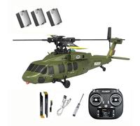 TENIREALX K2000 UH-60 Hélicoptère RC pour adultes, Black Hawkk 2,4 GHz 6CH Brushless Flybar 6 axes Gyro Avion avec flux optique, mode 3 vitesses et vol inversé à une touche - RTF