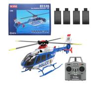TENIREALX RC ERA C123 1/36 EC135 Hélicoptère RC 2,4 G 6 CH à rotor unique 6 axes Moteur sans balais avec retournement 3D et maintien d'altitude/décollage à une touche/flux optique, RTF pour adultes