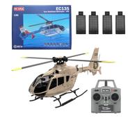 TENIREALX RC ERA C123 1/36 EC135 Hélicoptère RC 2,4 G 6 CH à rotor unique 6 axes Moteur sans balais avec retournement 3D et maintien d'altitude/décollage à une touche/flux optique, RTF pour adultes