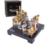 TENIREALX RETROL SE-01 - Kit de moteur à vapeur entièrement en métal, 84 pièces - Moteur à vapeur à faisceau fixe qui fonctionne avec une chaudière horizontale et un régulateur centrifuge pour adultes