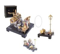 TENIREALX RETROL SE-01 Kit de moteur à vapeur entièrement en métal, 84 pièces pour moteurs à vapeur à faisceau stationnaire qui fonctionne avec une chaudière horizontale, un régulateur centrifuge et