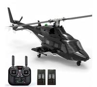 TENIREALX YU XIANG F02S Flyingwolf Hélicoptère RC noir, échelle 1/36, 8 canaux, GPS 3D/6G, avion stabilisé sans barre avec moteur sans balais et positionnement du flux optique pour adultes - 2