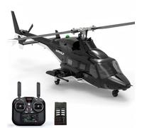 TENIREALX YU XIANG F02S - Hélicoptère RC Flyingwolf noir, échelle 1/36, 8 canaux, GPS 3D/6G, avion stabilisé sans barre avec moteur sans balais et positionnement du flux optique pour adultes - 1