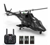 TENIREALX YU XIANG F02S - Hélicoptère RC Flyingwolf noir, échelle 1/36, 8 canaux, GPS 3D/6G, avion stabilisé sans barre avec moteur sans balais et positionnement du flux optique pour adultes - 3