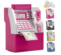 Tenkaybox ATM, Tenkaybox Smart ATM Piggy Bank, with Realistic Atms Keypad, Electronic Money Saving Bank with Password, ATM Savings Banks for Adults (Pink)