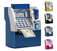Tenkaybox, Tenkaybox ATM, Smart ATM Piggy Bank, Electronic Money Saving Bank with Password, Atms Machine for Adults, Fun Financial Learning for Adult (Blue)
