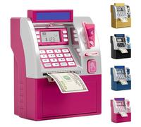 Tenkaybox, Tenkaybox ATM, Smart ATM Piggy Bank, Electronic Money Saving Bank with Password, Atms Machine for Adults, Fun Financial Learning for Adult (Pink)