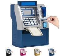 Tenkaybox Tenkaybox Smart ATM Piggy Bank, Electronic Mini ATM Savings Bank with Password,Digital Display & Coin Bill Slot, Realistic Mini Smart Piggy Banks for Kids&Adults (Blue)