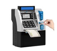 Tenkaybox - Tenkaybox Smart ATM Piggy Bank, Electronic Mini Money Saving Bank with Password, Digital Display & Coin Bill Slot - Fun Financial Learning for Adult (Black)