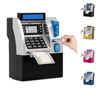Tenkaybox, Tenkaybox Smart ATM Piggy Bank, Electronic Money Saving Bank with Password, Digital Display & Coin Bill Slot, Electronic Password Piggy Banks, for Adult (Black)