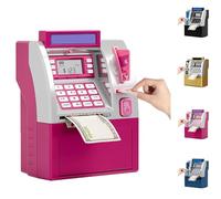Tenkaybox, Tenkaybox Smart ATM Piggy Bank, Electronic Money Saving Bank with Password, Digital Display & Coin Bill Slot, Electronic Password Piggy Banks, for Adult (Pink)