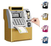 Tenkaybox, Tenkaybox Smart ATM Piggy Bank, Electronic Money Saving Bank with Password, Digital Display & Coin Bill Slot, Electronic Password Piggy Banks, for Adult (Gold)