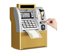 Tenkaybox, Tenkaybox Smart ATM Piggy Bank, Smart ATM Piggy Bank, Digital Display & Coin Bill Slot - Fun Financial Learning for Adult, and The Ability to Save Both Coins and Bill (Golden)