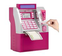 Tenkaybox, Tenkaybox Smart ATM Piggy Bank, Smart ATM Piggy Bank, Digital Display & Coin Bill Slot - Fun Financial Learning for Adult, and The Ability to Save Both Coins and Bill (Pink)
