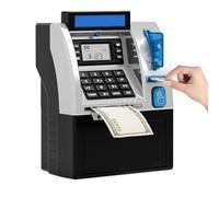 Tenkaybox, Tenkaybox Smart ATM Piggy Bank, Smart ATM Piggy Bank, Digital Display & Coin Bill Slot - Fun Financial Learning for Adult, and The Ability to Save Both Coins and Bill (Black)