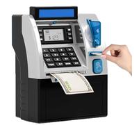 Tenkaybox, Tenkaybox Smart ATM Piggy Bank, Tirelire Enfant Code de Mot Passe Electronique, Tirelire Électronique ATM, Pièce Monnaie en Argent, Aspire Automatiquement Les Billets Coffre Cash (Noir)