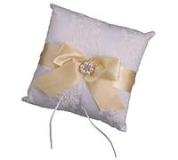 Tenlacum Coussin vintage avec perles pour alliances, cadeau de fiançailles, cadeau de mariage, cadeau de fiançailles - 20 x 20 cm (20 x 20 cm, doré)