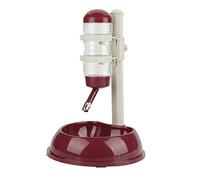 TENNESKY Distributeur Bouteille d'Eau Automatique + Bol Nourriture pour Animaux Gamelle Hauteur Réglable en Plastique pour Chien Chat (Brun)