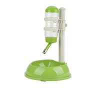 TENNESKY Distributeur Bouteille d'eau Automatique + Bol Nourriture pour Animaux Gamelle Hauteur Réglable en Plastique pour Chien Chat (Vert)