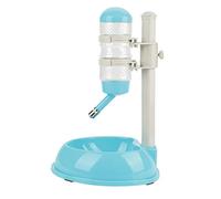 TENNESKY Distributeur Bouteille d'Eau Automatique + Bol Nourriture pour Animaux Gamelle Hauteur Réglable en Plastique pour Chien Chat (Bleu)