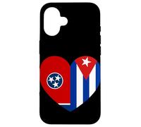 Tennessee and Cuba Flags: Heart Shaped Unity Coque pour iPhone 16