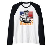 Tennessee Cowgirl Nashville Country Music Fan Guitar US Flag Manche Raglan