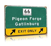 Tennessee Interstate Plaque en métal vintage Pigeon Forge Gatlinburg Exit Only Iron Poster Airport Street Plaque en métal vintage Décoration murale pour maison, garage, café 20,3 x 30,5 cm