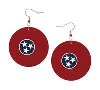 Tennessee State Flag Boucles d'oreilles rondes pour femme, 1 paire de boucles d'oreilles percées en cuir léger - Bijoux tendance - Cadeaux pour femmes et filles, One Size, Polyester