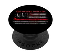 Tennessee Walker Cheval avec Drapeau américain PopSockets PopGrip Adhésif