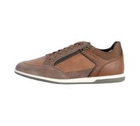 Tennis Basket Basses Geox Cuir U Renan Marron Claire Homme - Lacets - Zip - Plat 40