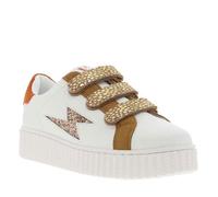 Tennis blanches et bronze à semelle creepers avec logo pailleté et 3 velcros 38